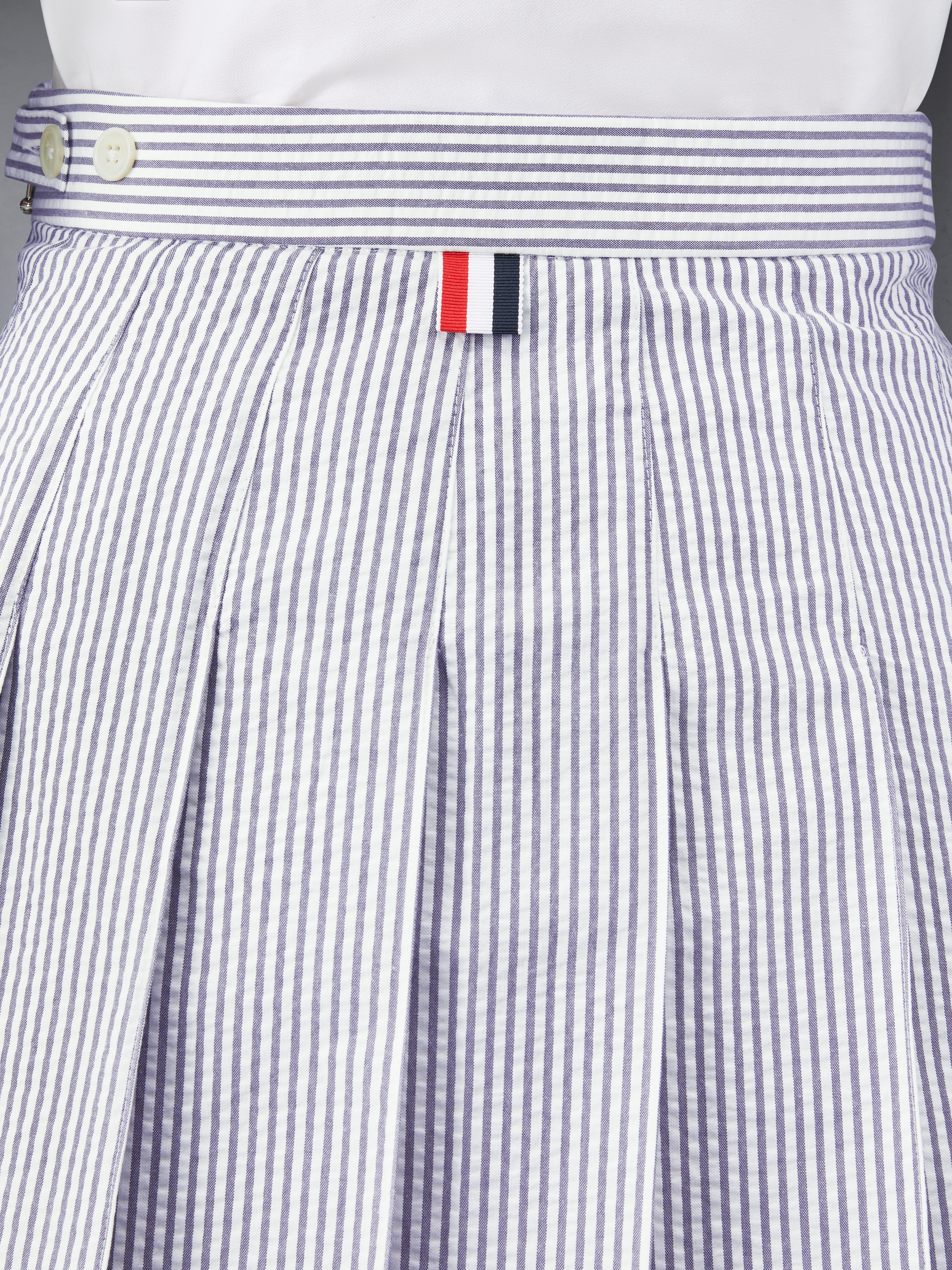 THIGH LENGTH DROPPED BACK PLEATED SKIRT IN SEERSUCKER - 6