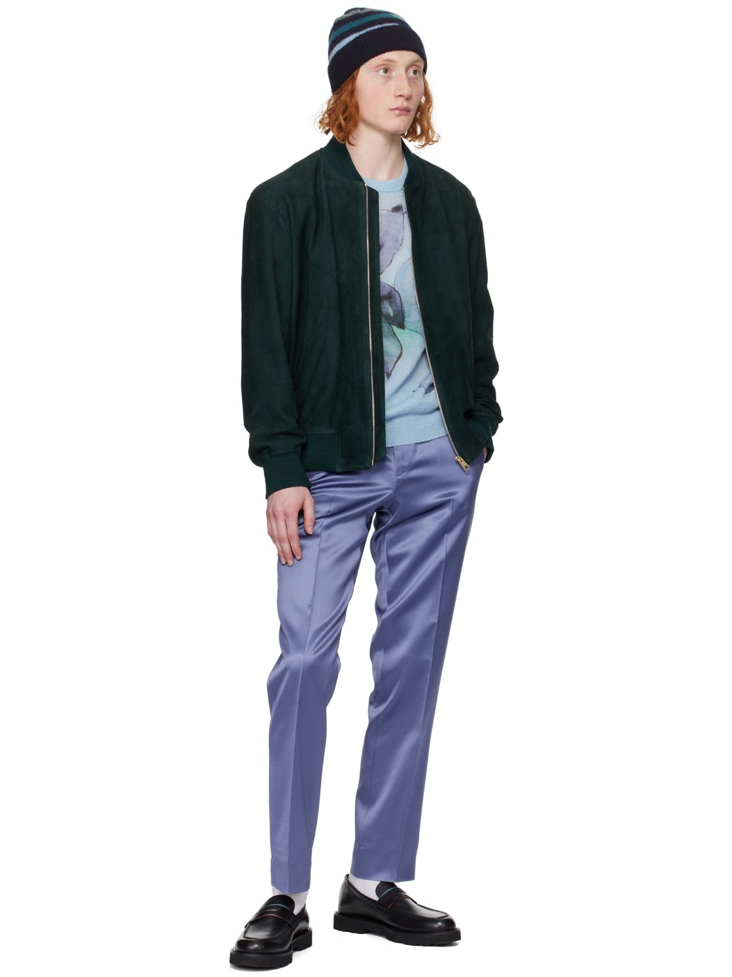 Blue Straight-Leg Trousers - 4