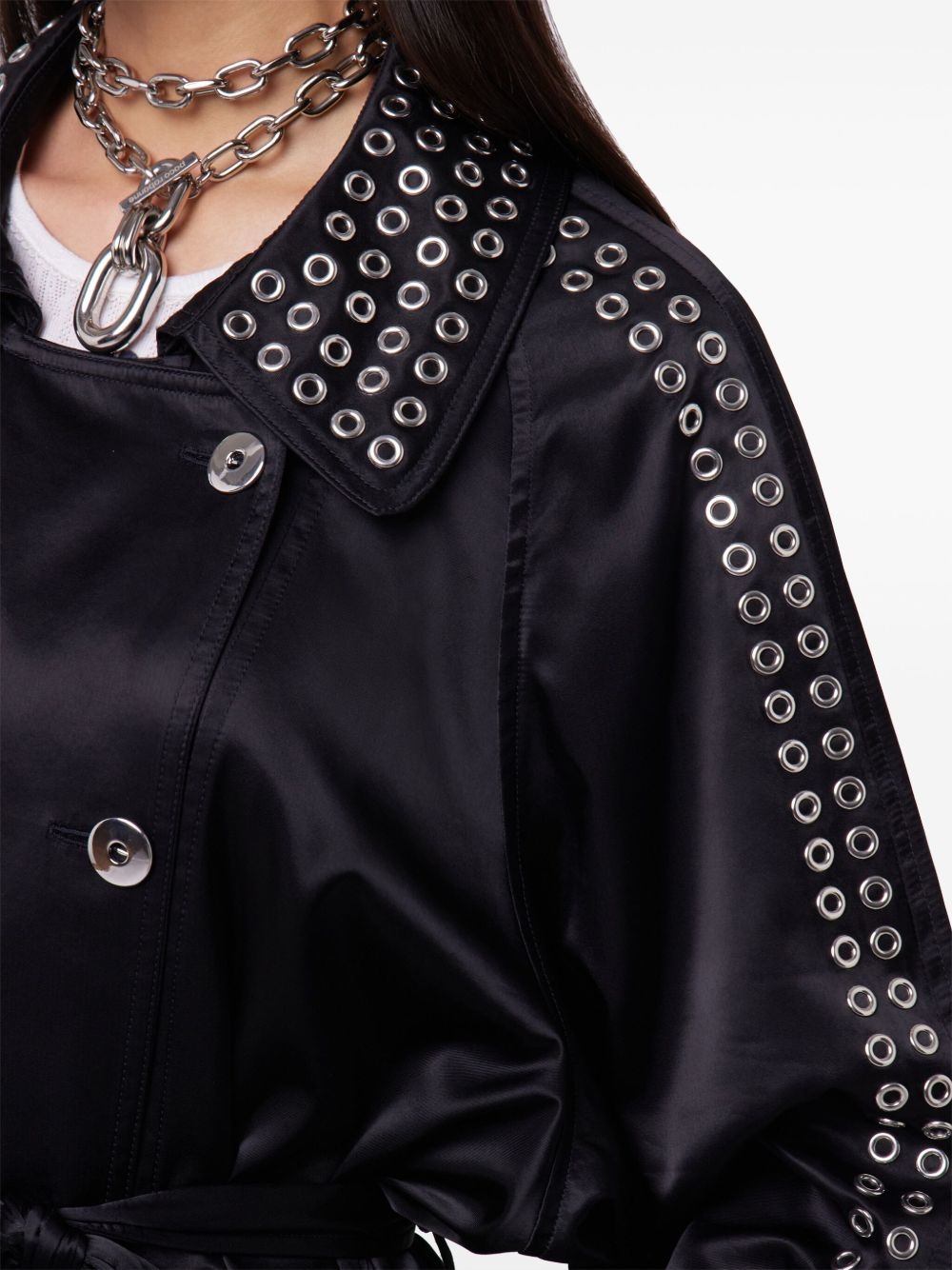 eyelet-detail trench coat - 5