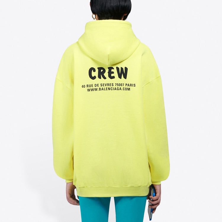 (WMNS) Balenciaga Crew Printing Hoodie Yellow 578135TIV757072 - 4