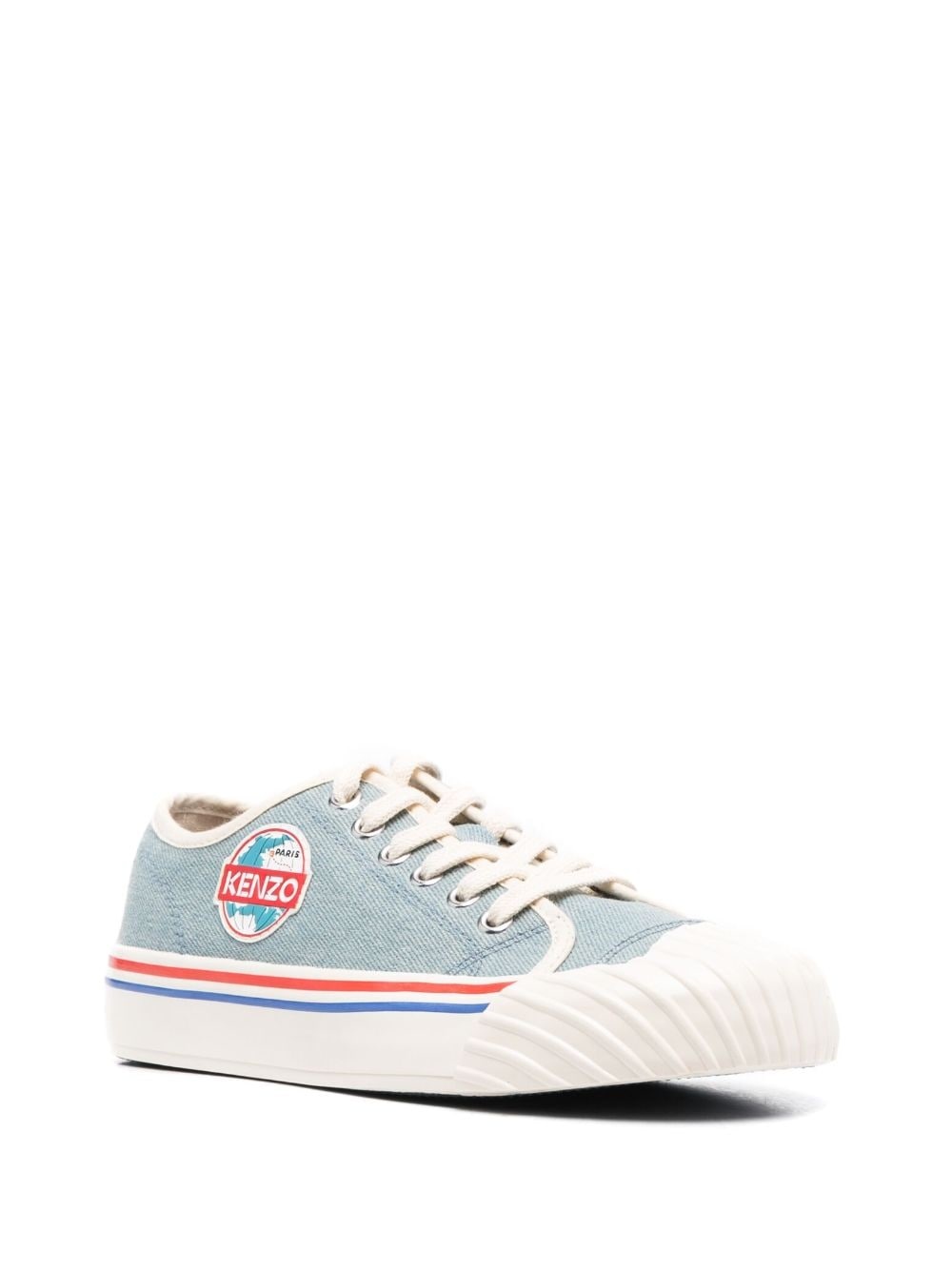 logo-patch denim sneakers - 2