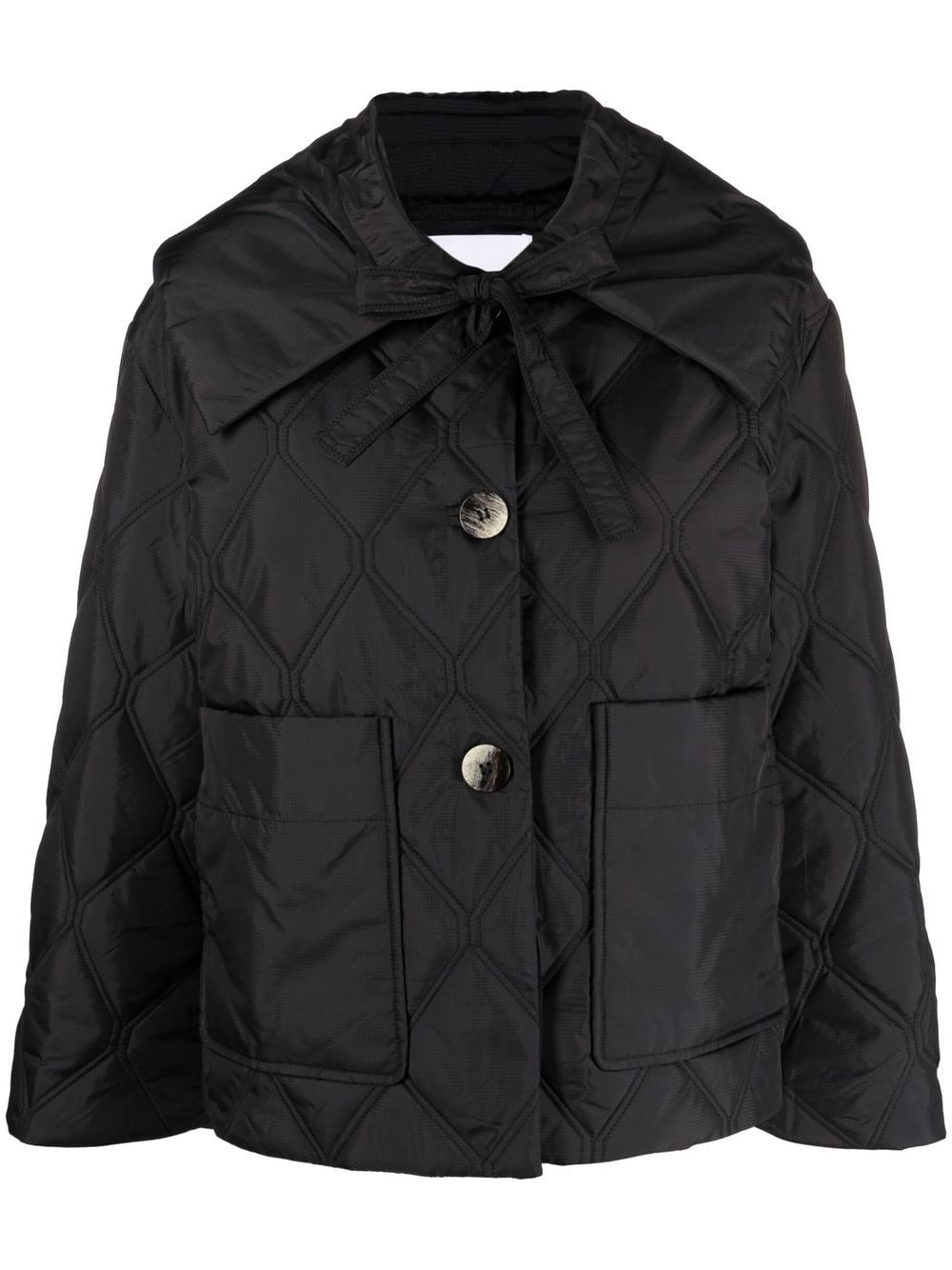 spread-collar quilted jacket - 1