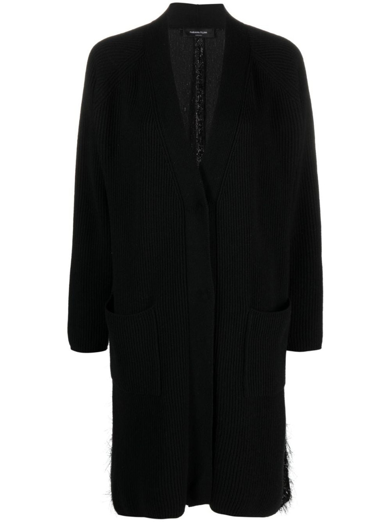 bouclÃ©-detailing knitted cardi-coat 1