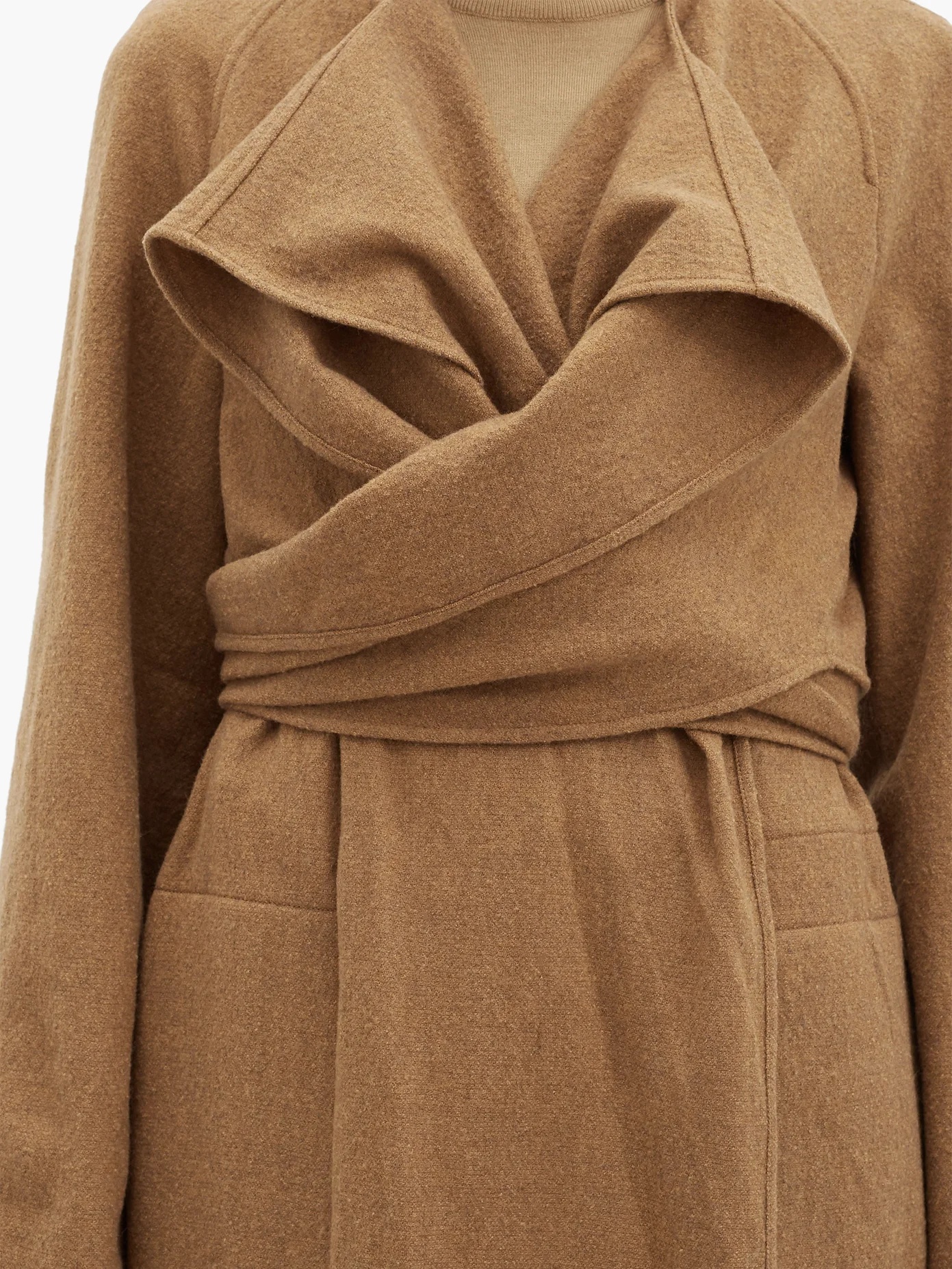 Draped wrap-front wool coat - 4