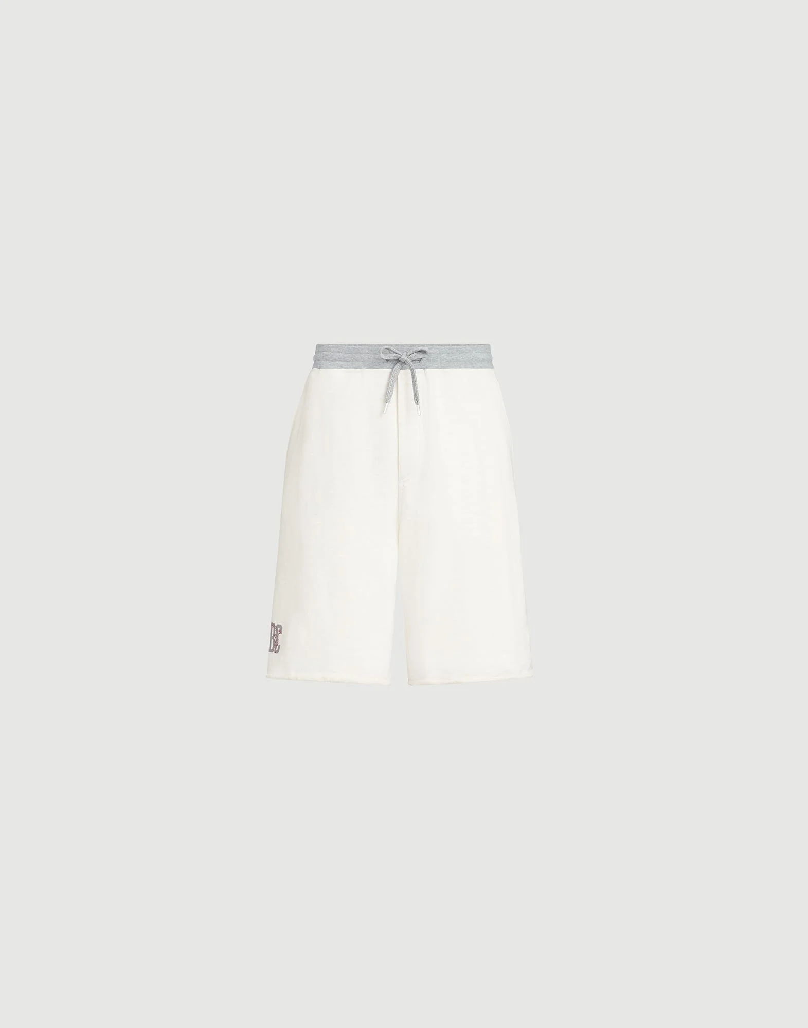 Cotton and linen mélange French terry Bermuda shorts with logo - 1