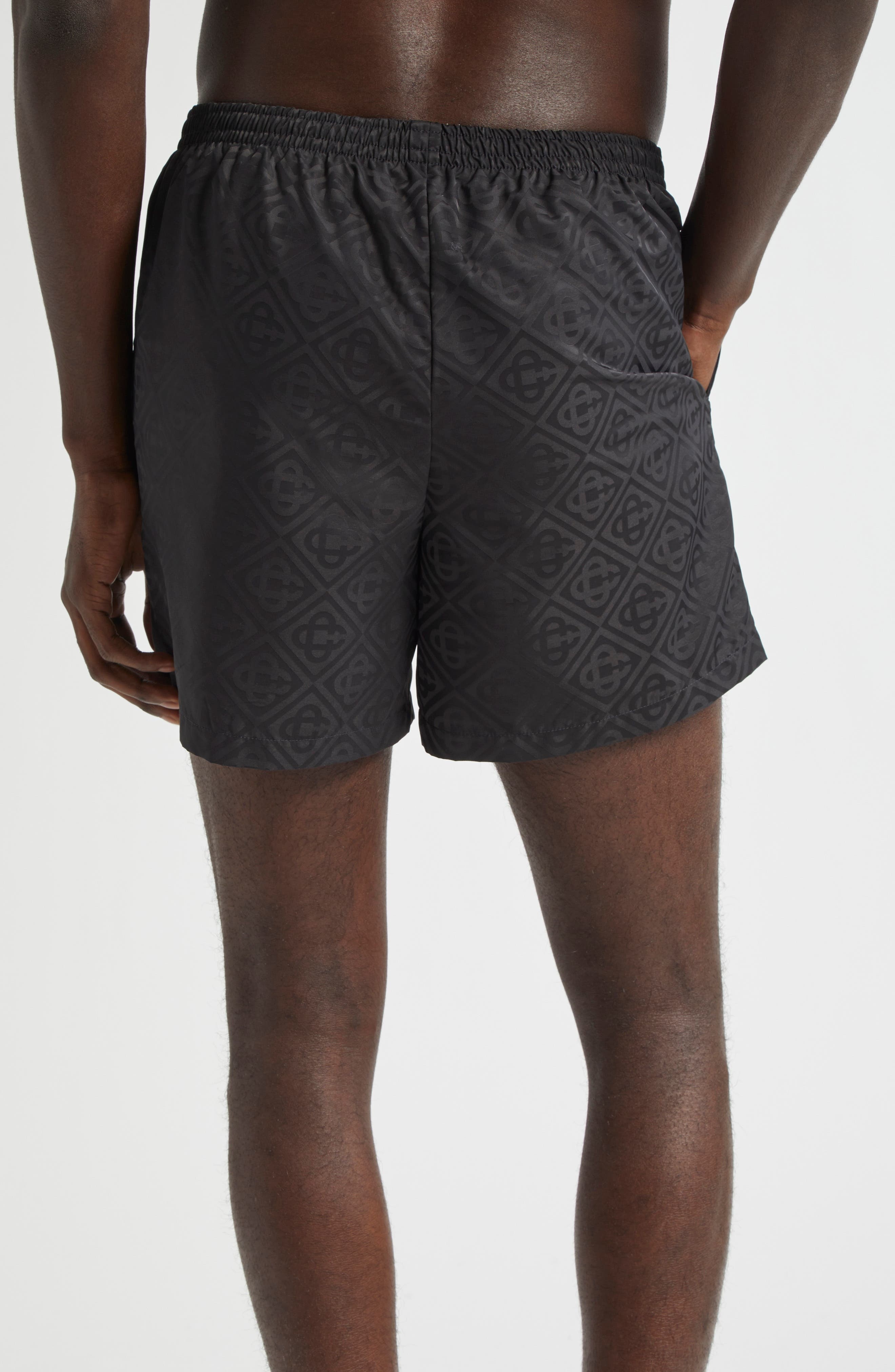 Casablanca Diamond Logo Jacquard Swim Trunks in Black at Nordstrom - 2