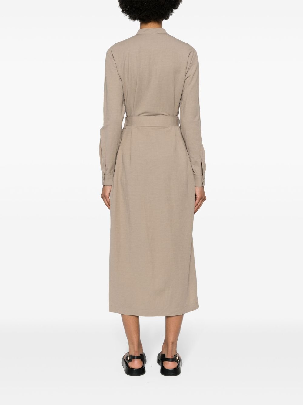 belted shirt midi dress - 4