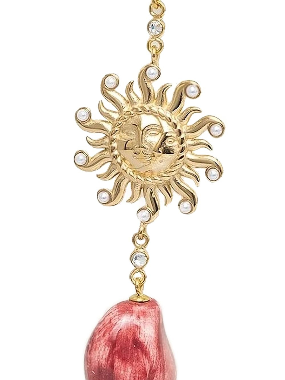 sun-face pearl earrings - 2