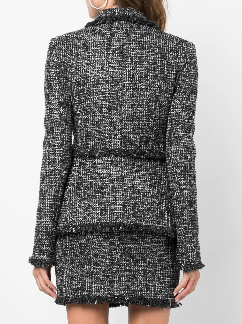 belted-waist tweed blazer - 4