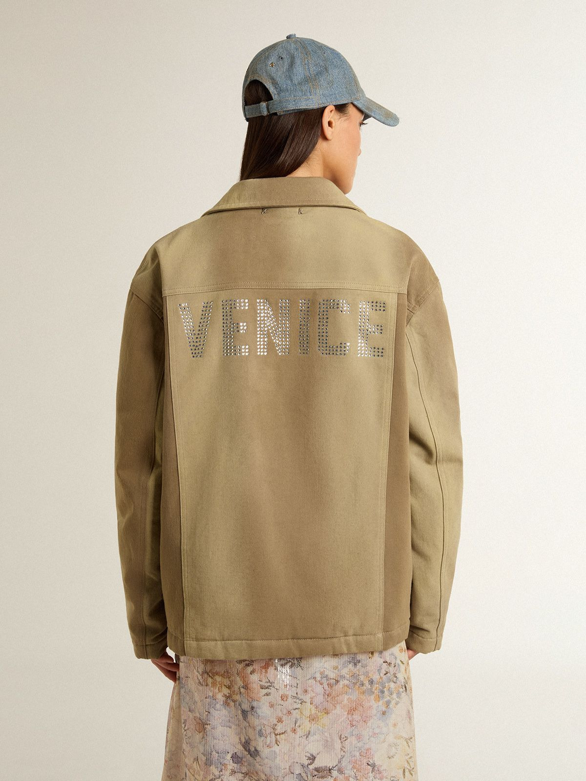 Unisex padded jacket in shades of khaki - 4