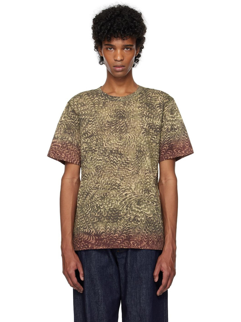 Khaki Printed Cotton T-shirt 1