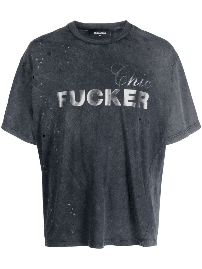 graphic-print distressed T-shirt 1