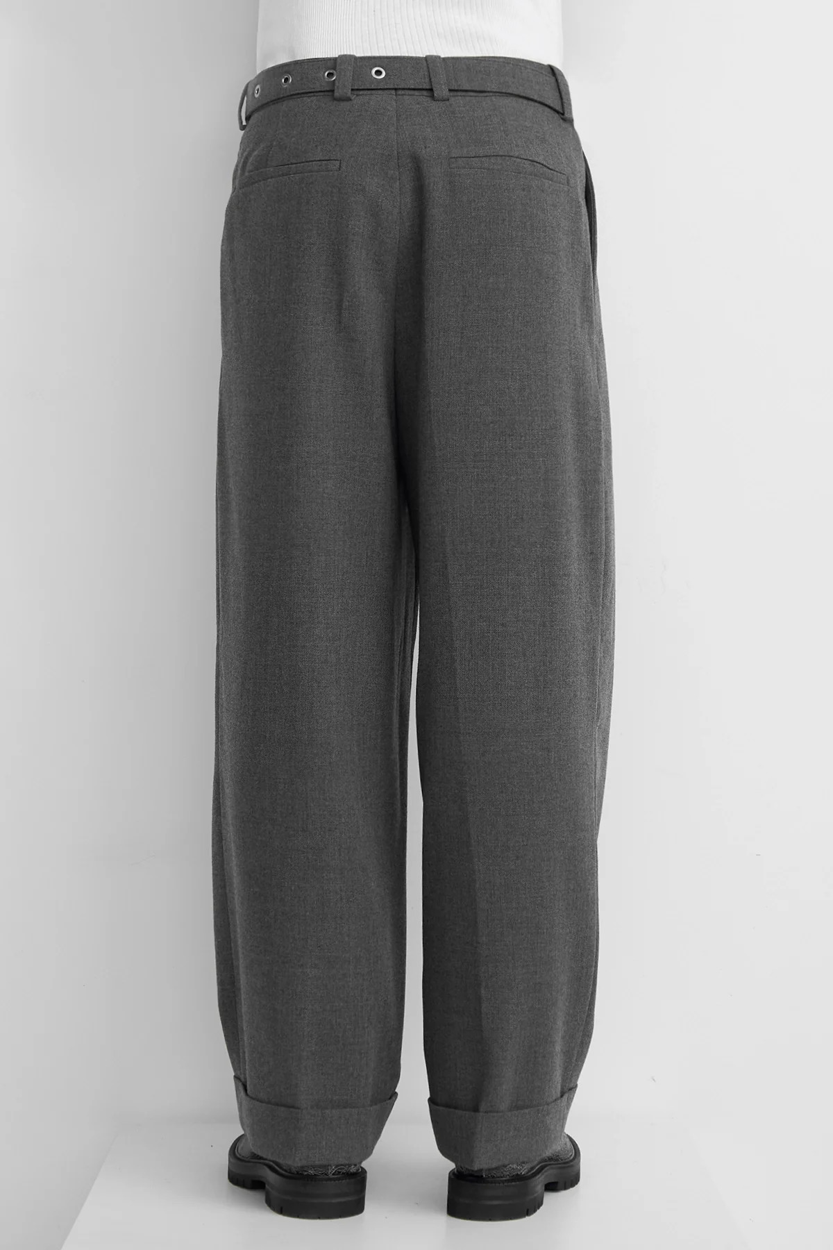 Jil Sander Wool Canvas Belted Trousers Volcanic Glass - 6