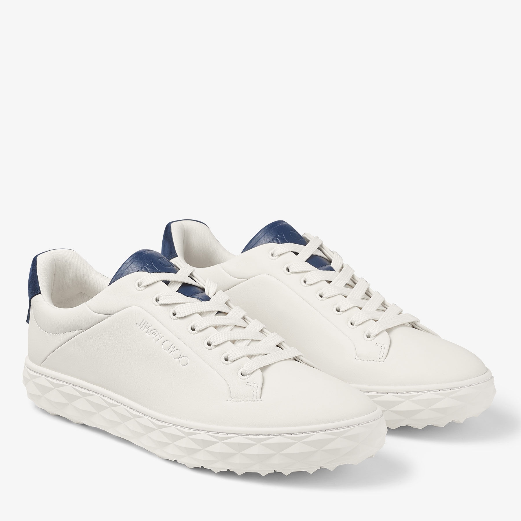 Jimmy Choo / Malbon Diamond Golf/M
Latte and Navy Leather Trainers - 2