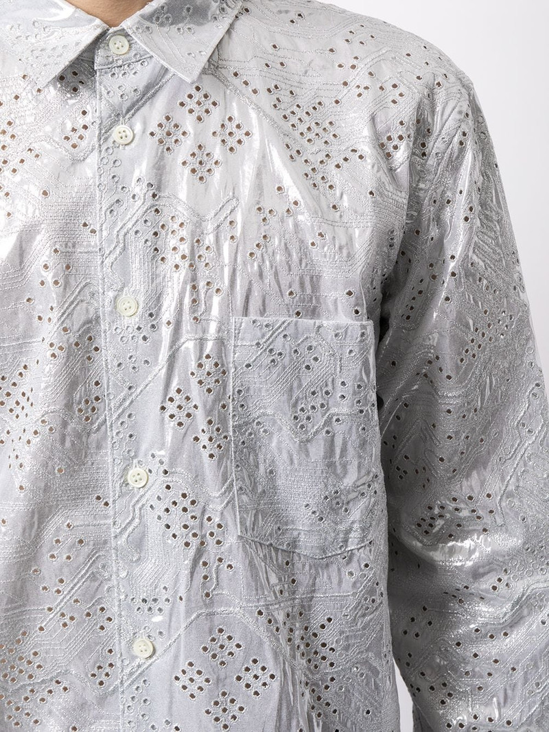perforated-detail long shirt 5