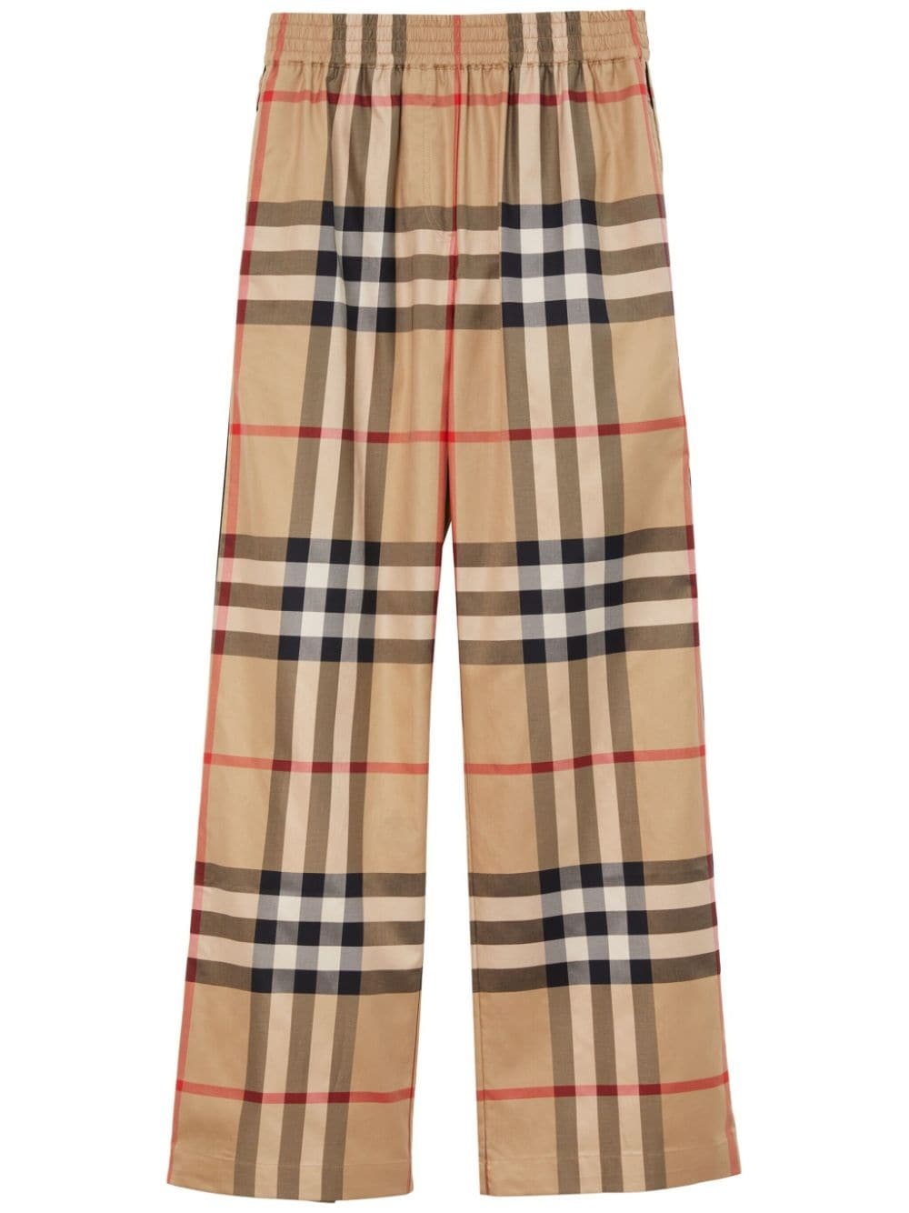 Check-pattern flared cotton trousers - 1