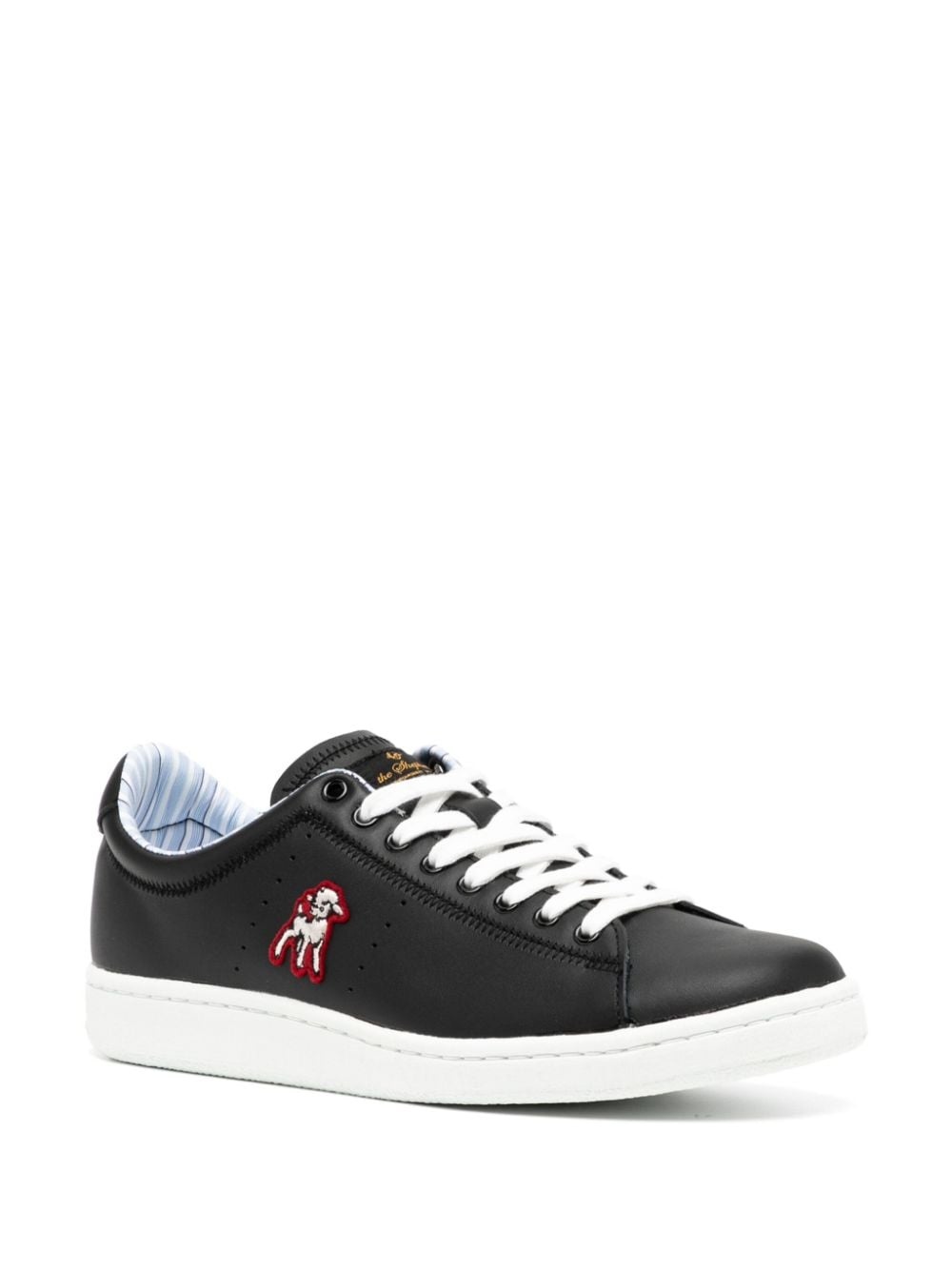 logo-patch leather sneakers - 2
