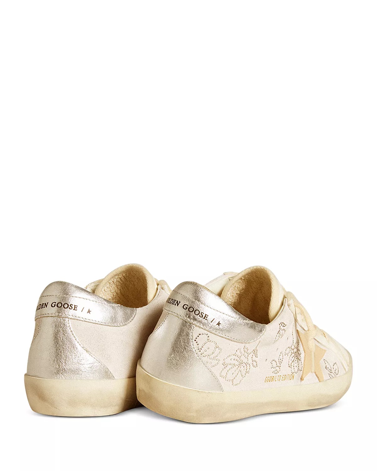 Women's Super Star Almond Toe Star Patch & Crystal Flower Sneakers - 3