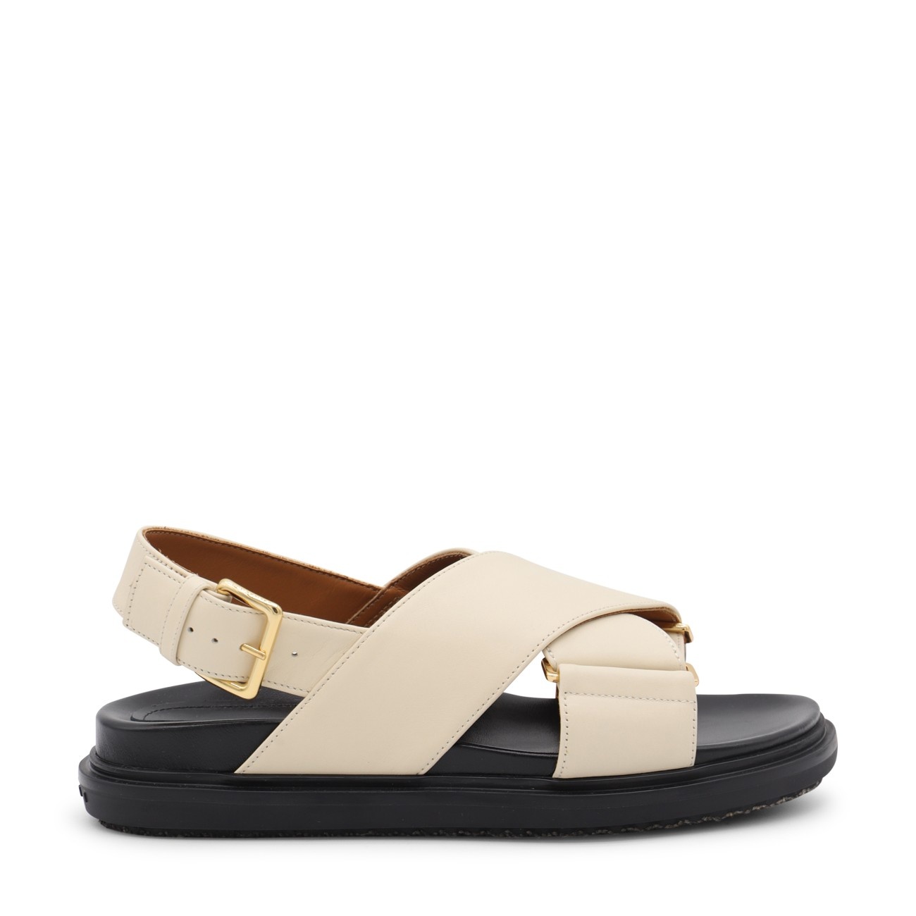 silk white leather fussbett sandals - 1