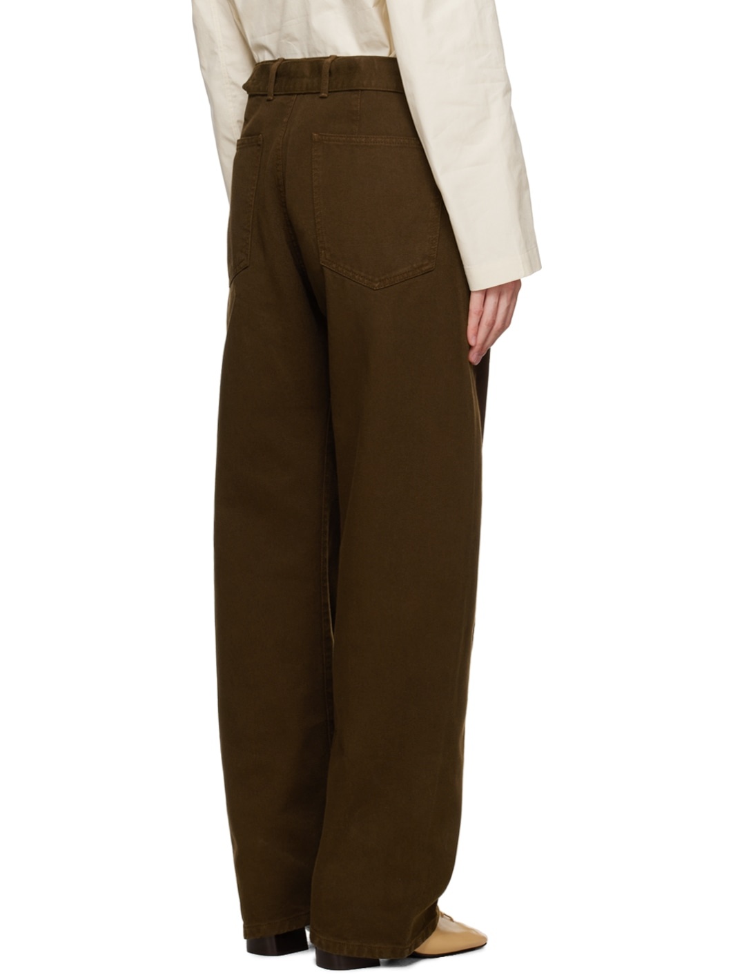 Brown Twisted Belted Jeans - 3