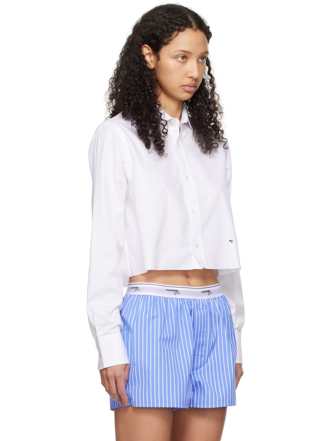 White Cropped Shirt - 2
