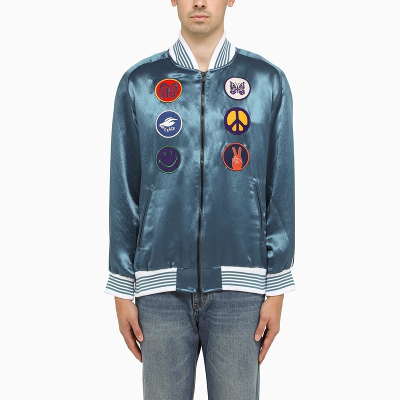 Blue bomber jacket with patches - 1