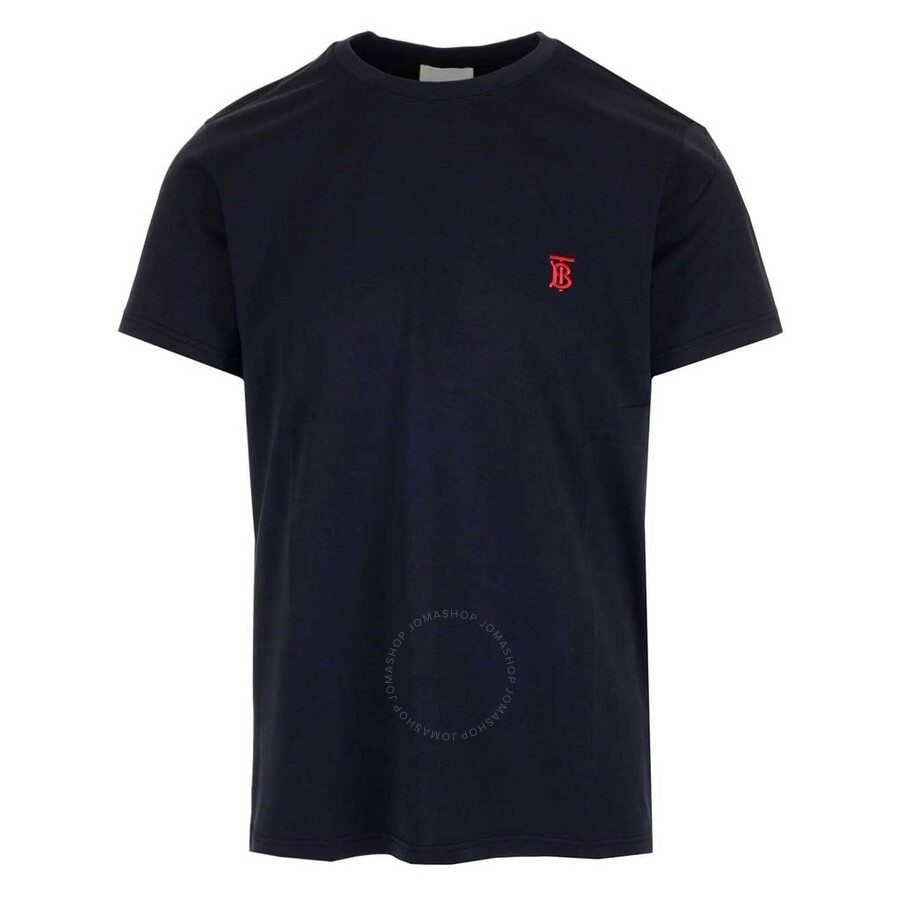 Burberry Men's Navy Embroidered Logo T-shirt - 5