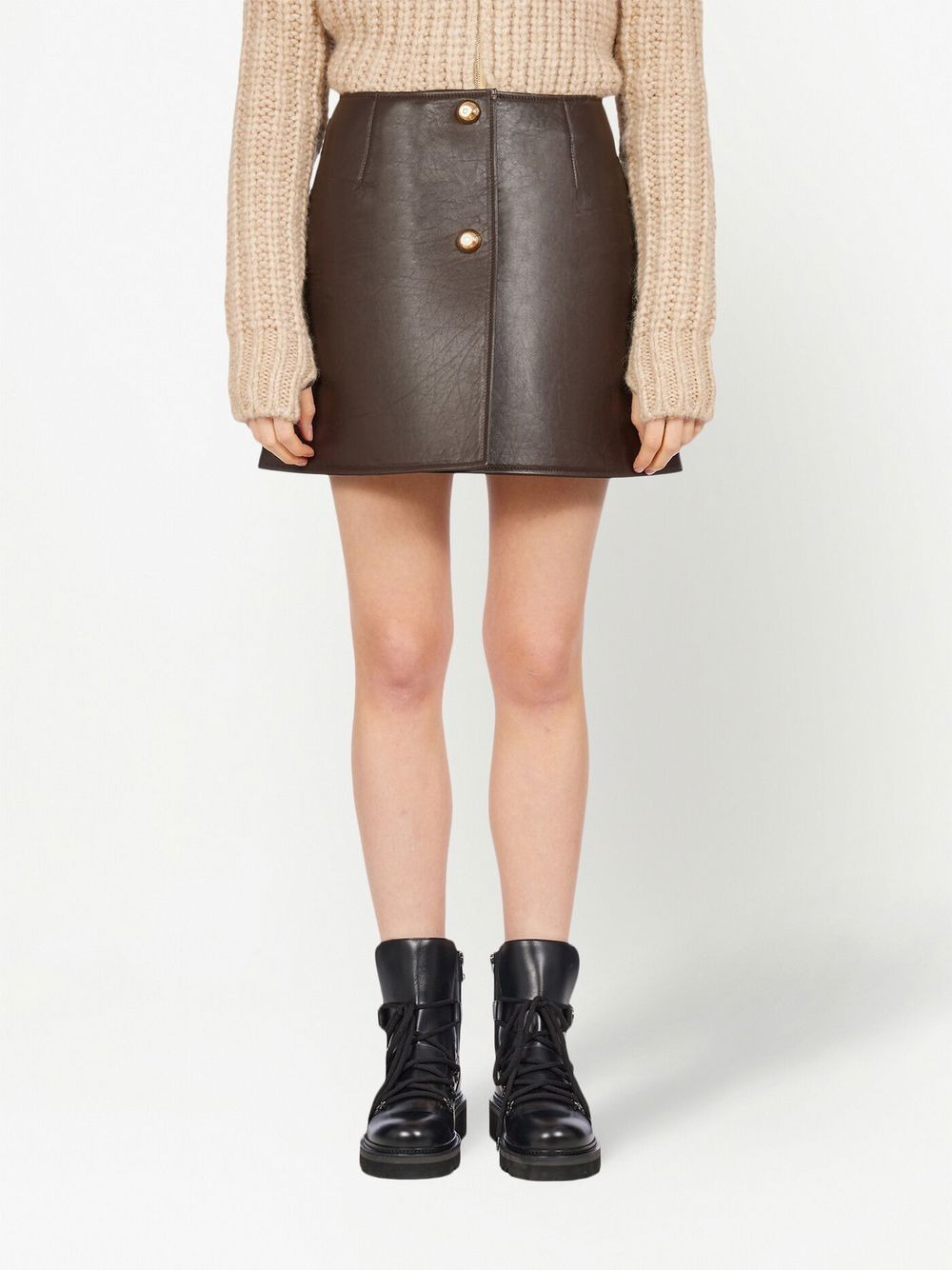 A-line leather mini skirt - 3