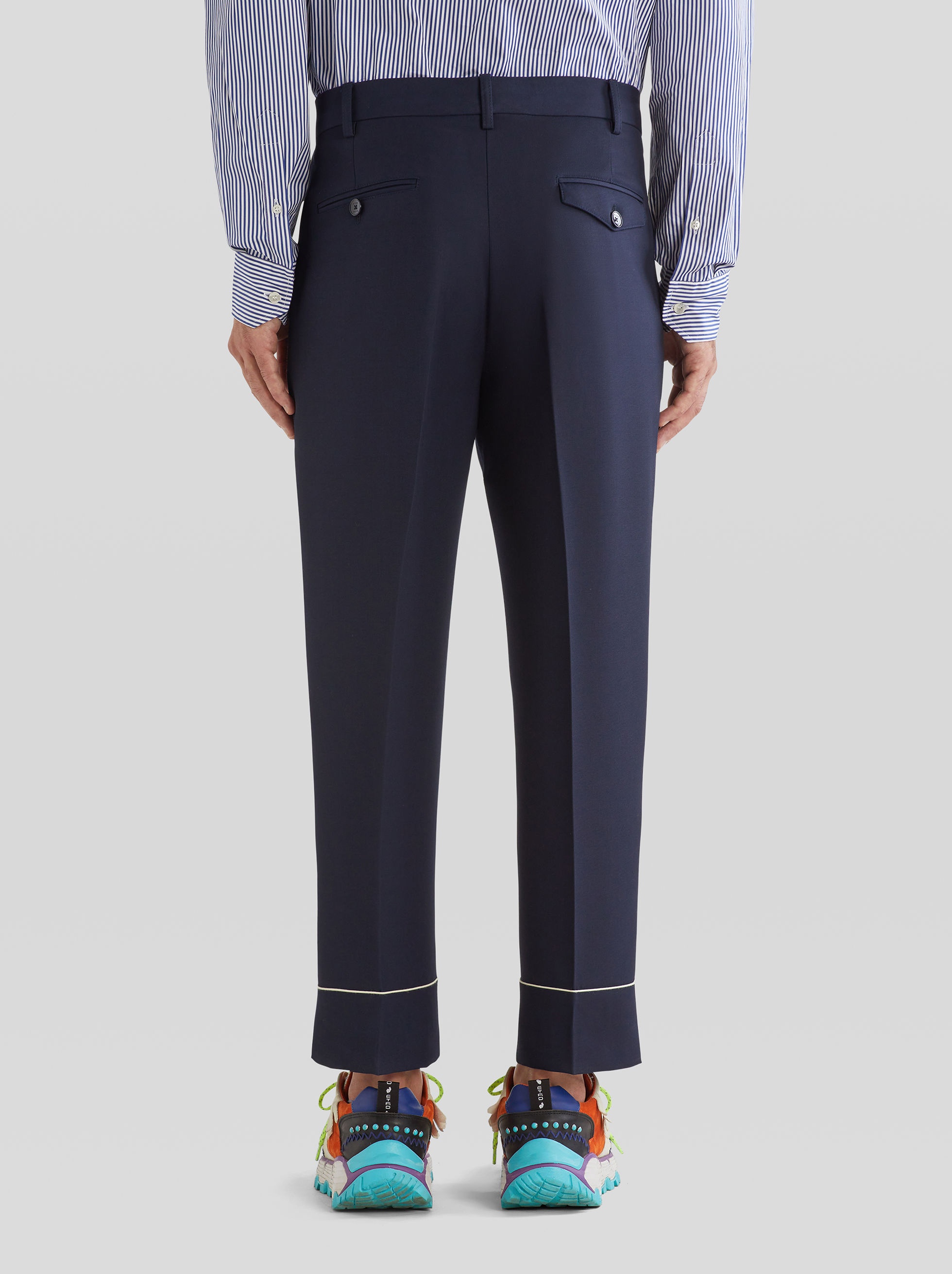 TAILORED WOOL TROUSERS WITH PIPING - 4