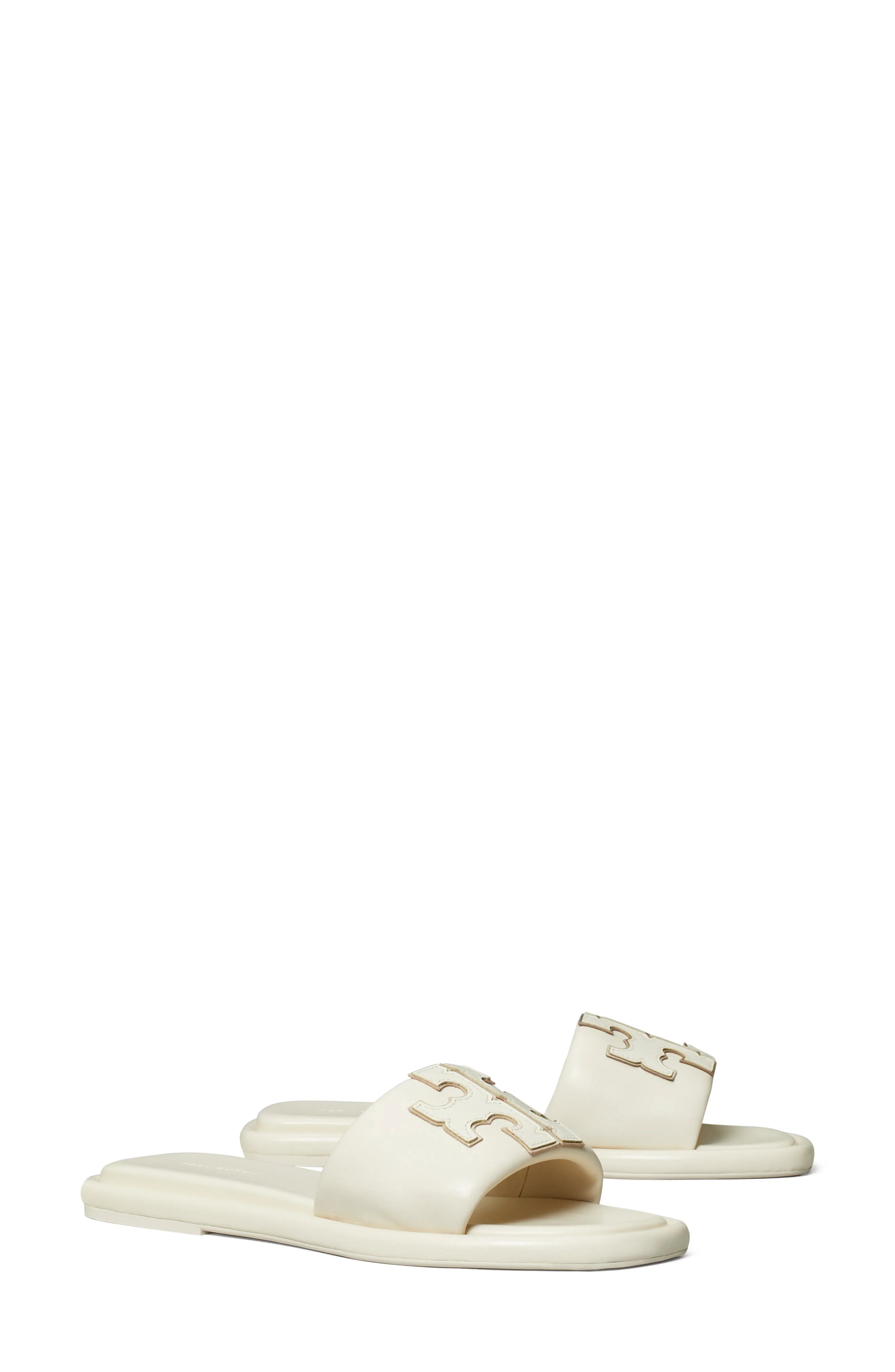 Tory Burch Double-T Leather Sport Slide Sandal in Light Cream /Gold at Nordstrom - 1