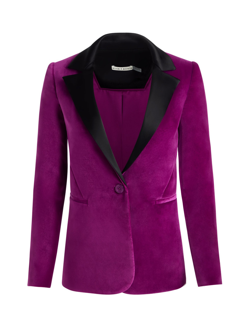 MACEY NOTCH COLLAR FITTED BLAZER WITH COMBO LAPEL 1