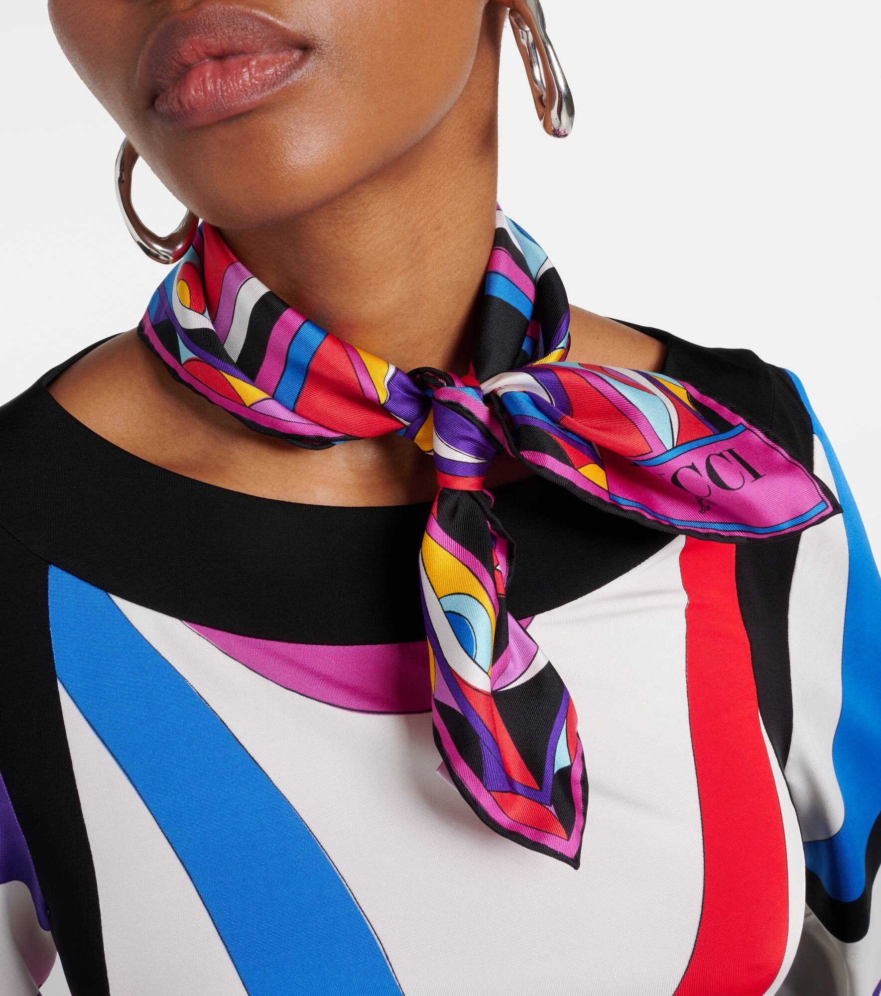 Cigni-printed Small silk twill scarf - 3