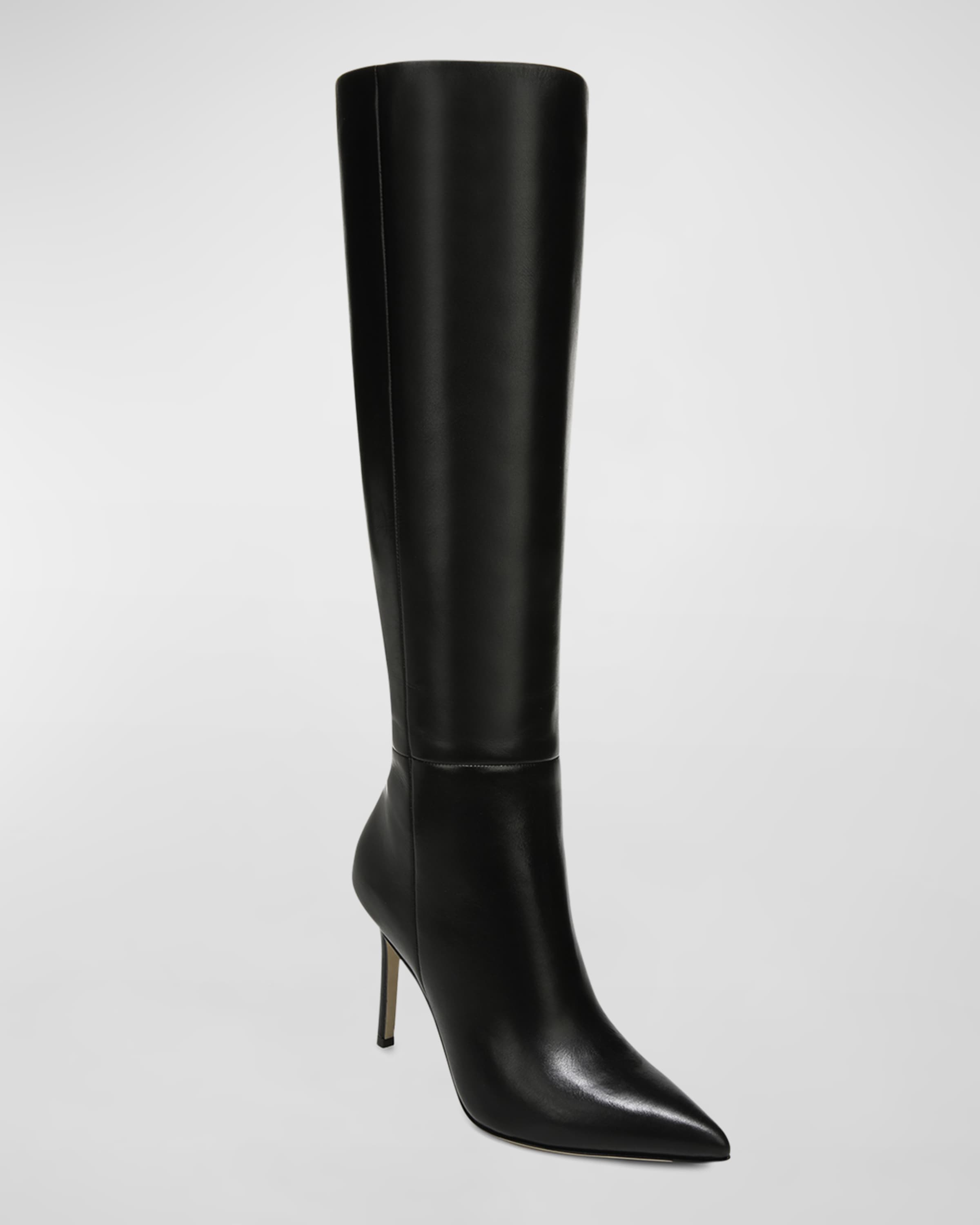 Lisa Leather Stiletto Wide-Calf Knee Boots - 2