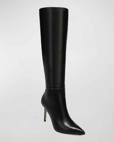 VERONICA BEARD Lisa Leather Stiletto Wide-Calf Knee Boots outlook