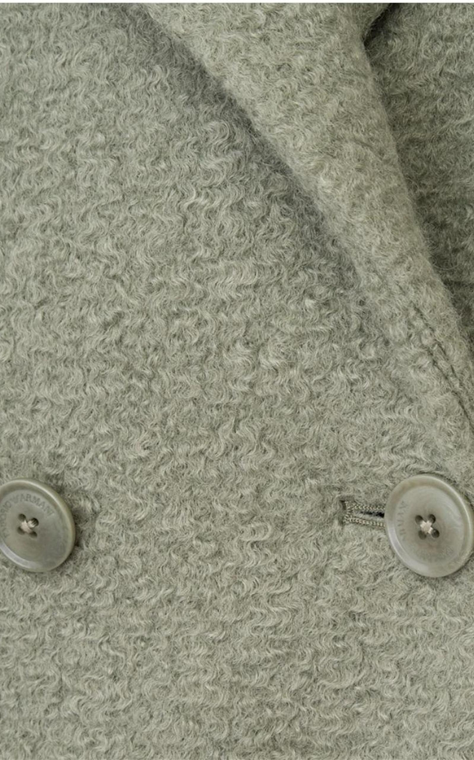 Double-breasted Celadon Green Coat - 7