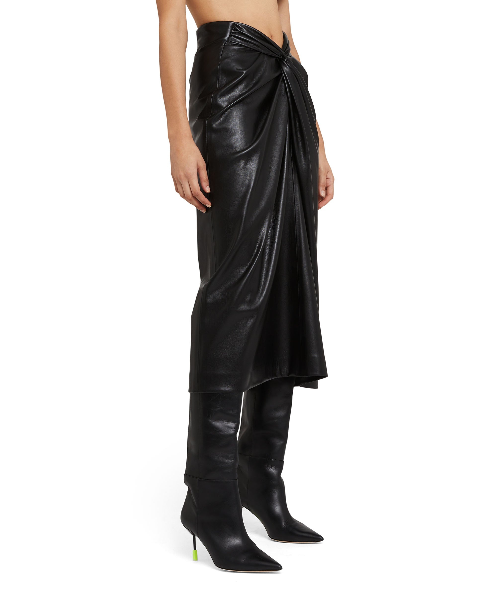 Faux leather midi dress with crossover detail - 2