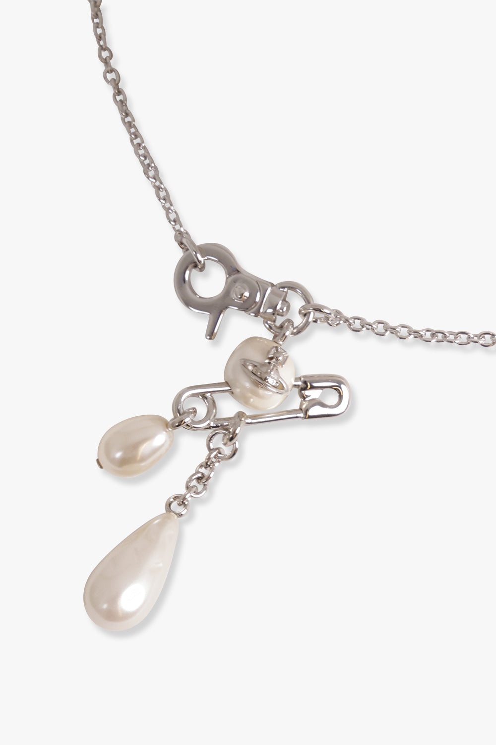 CLAUDE SAFETY PEARL SMALL NECKLACE | SILVER/WHITE - 2