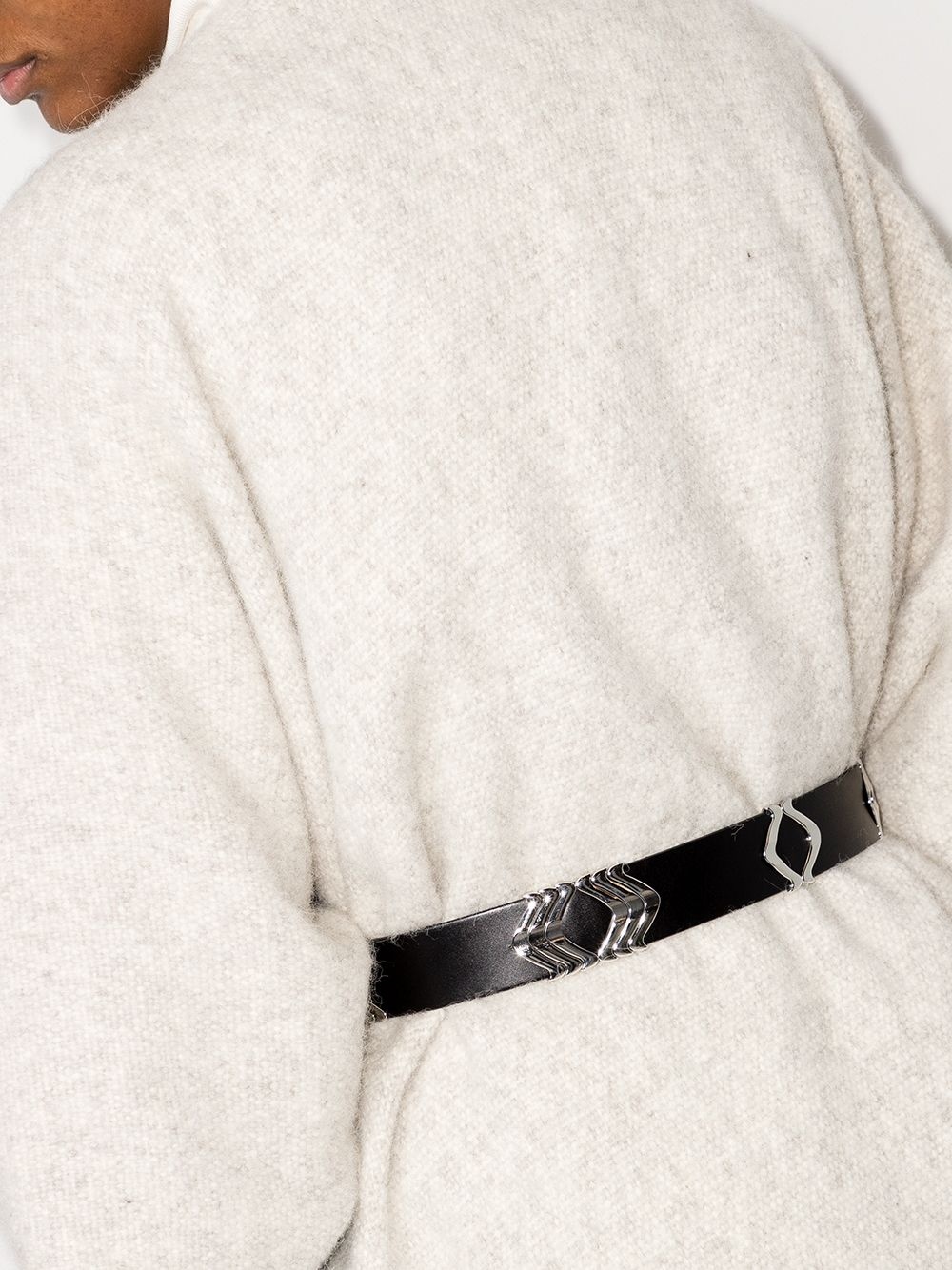 metal detail leather belt - 4