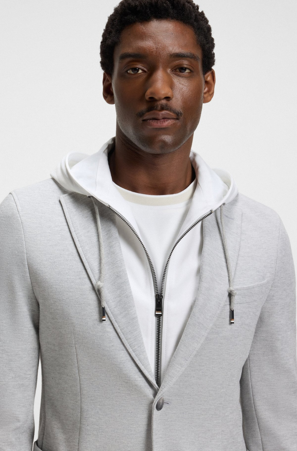 SLIM-FIT JACKET WITH INTEGRATED HOODIE - 5