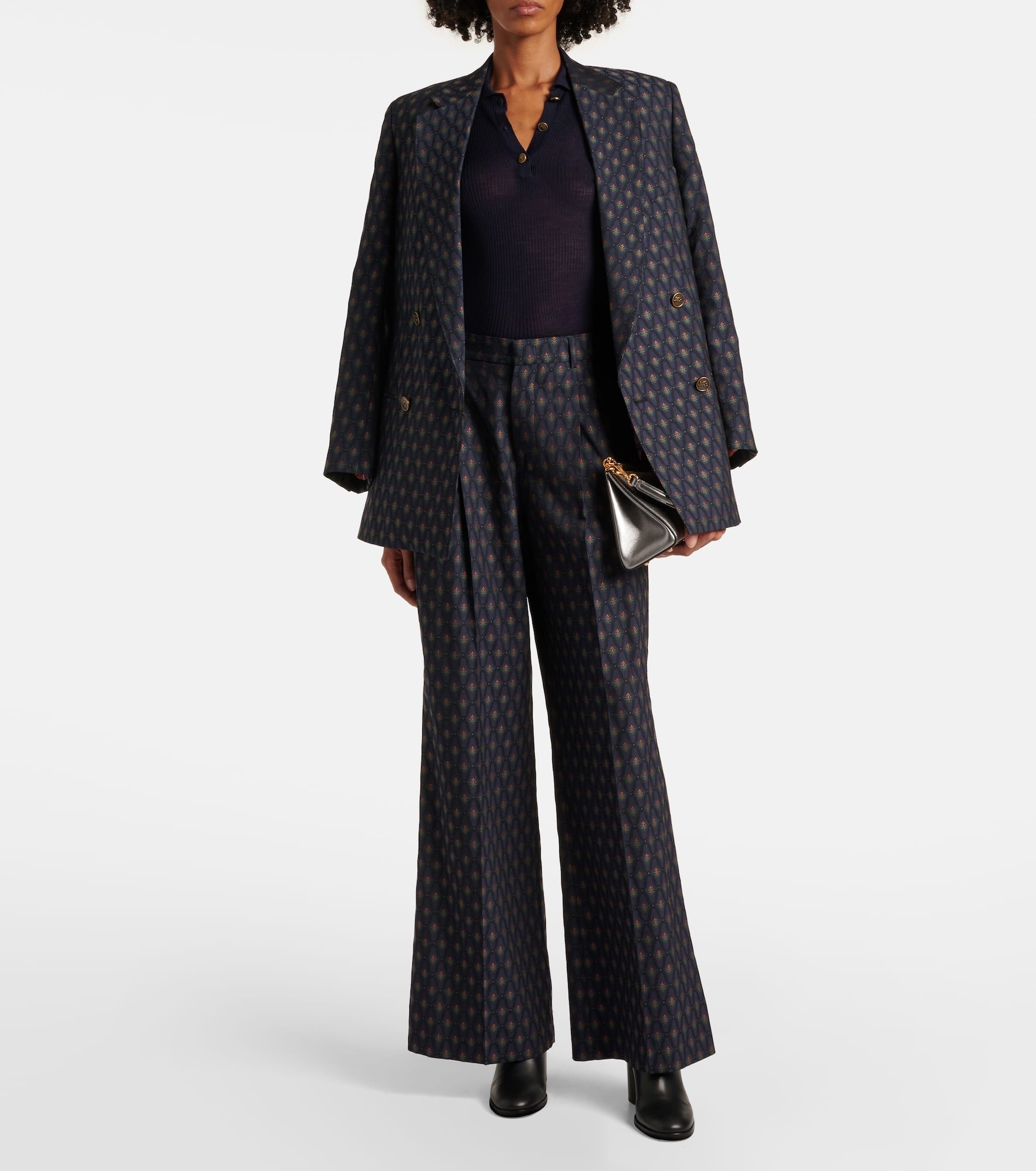 Printed wool and cotton polo sweater - 2