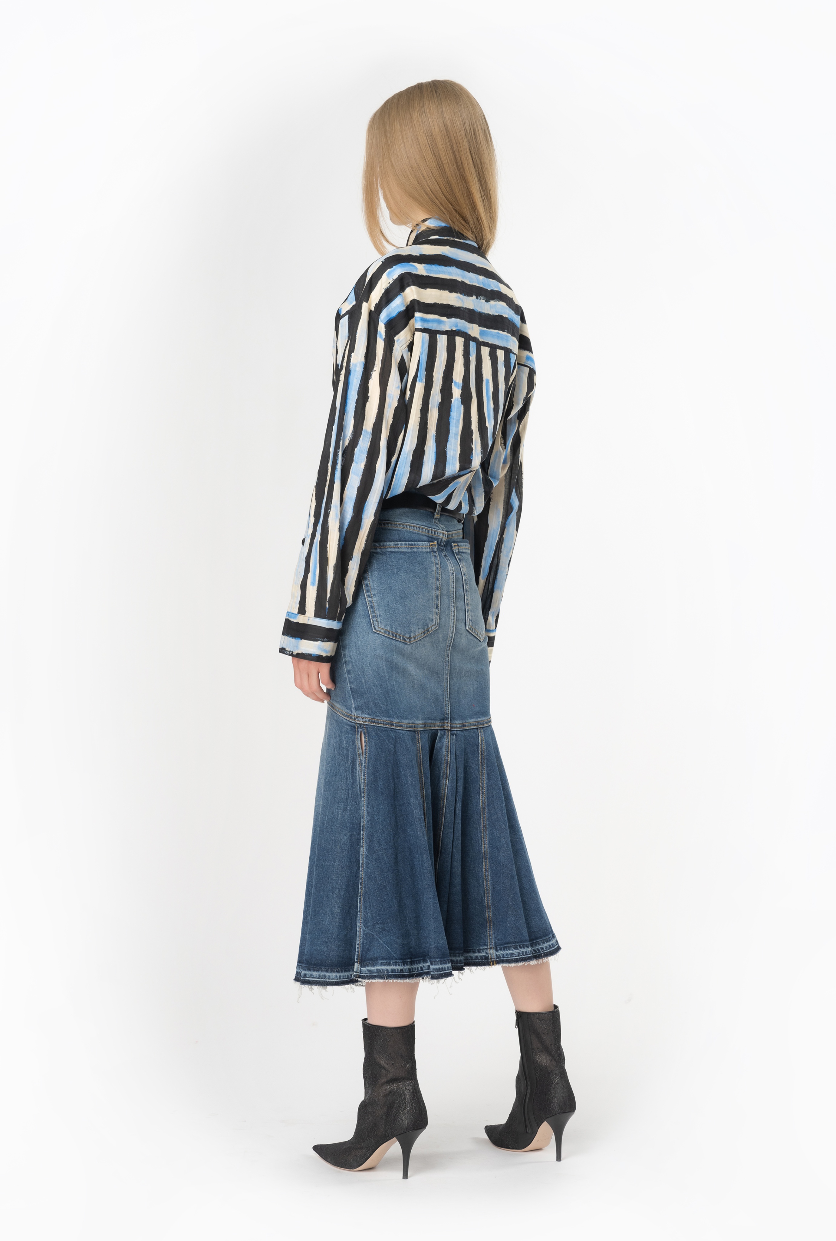 VINTAGE DENIM MIDI SKIRT - 6