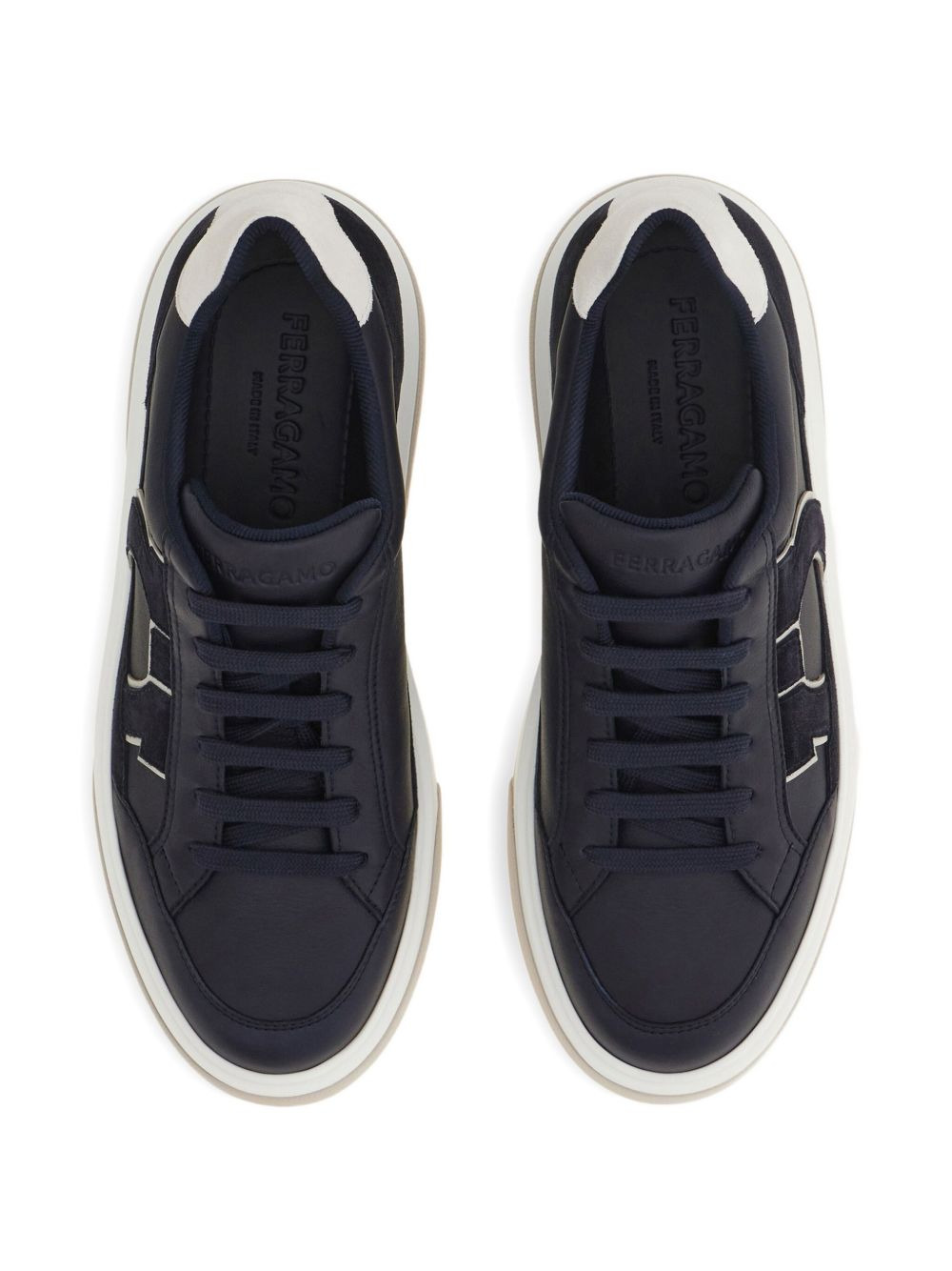 leather suede-detail sneakers - 4