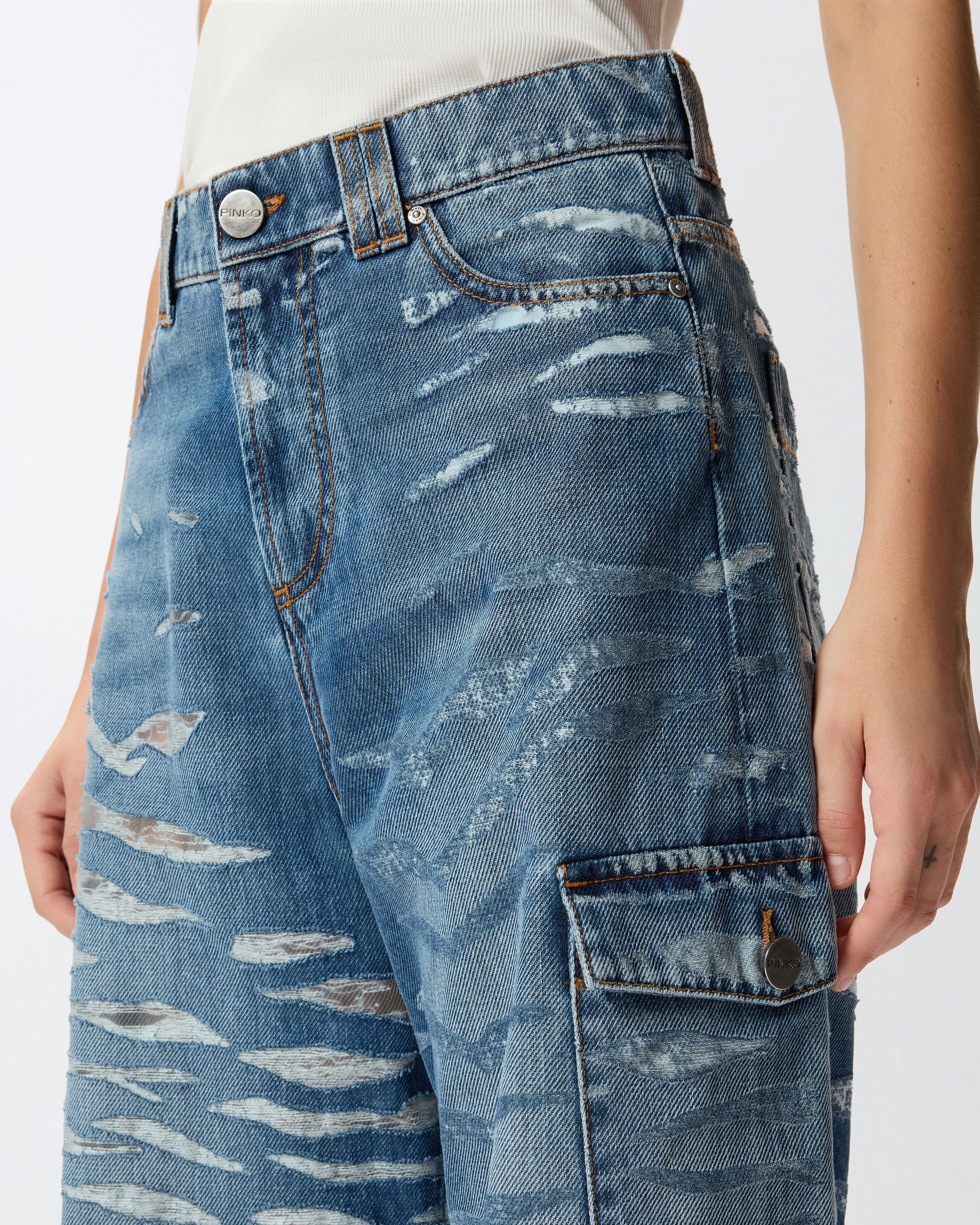WIDE-LEG ZEBRA-PRINT JEANS - 5