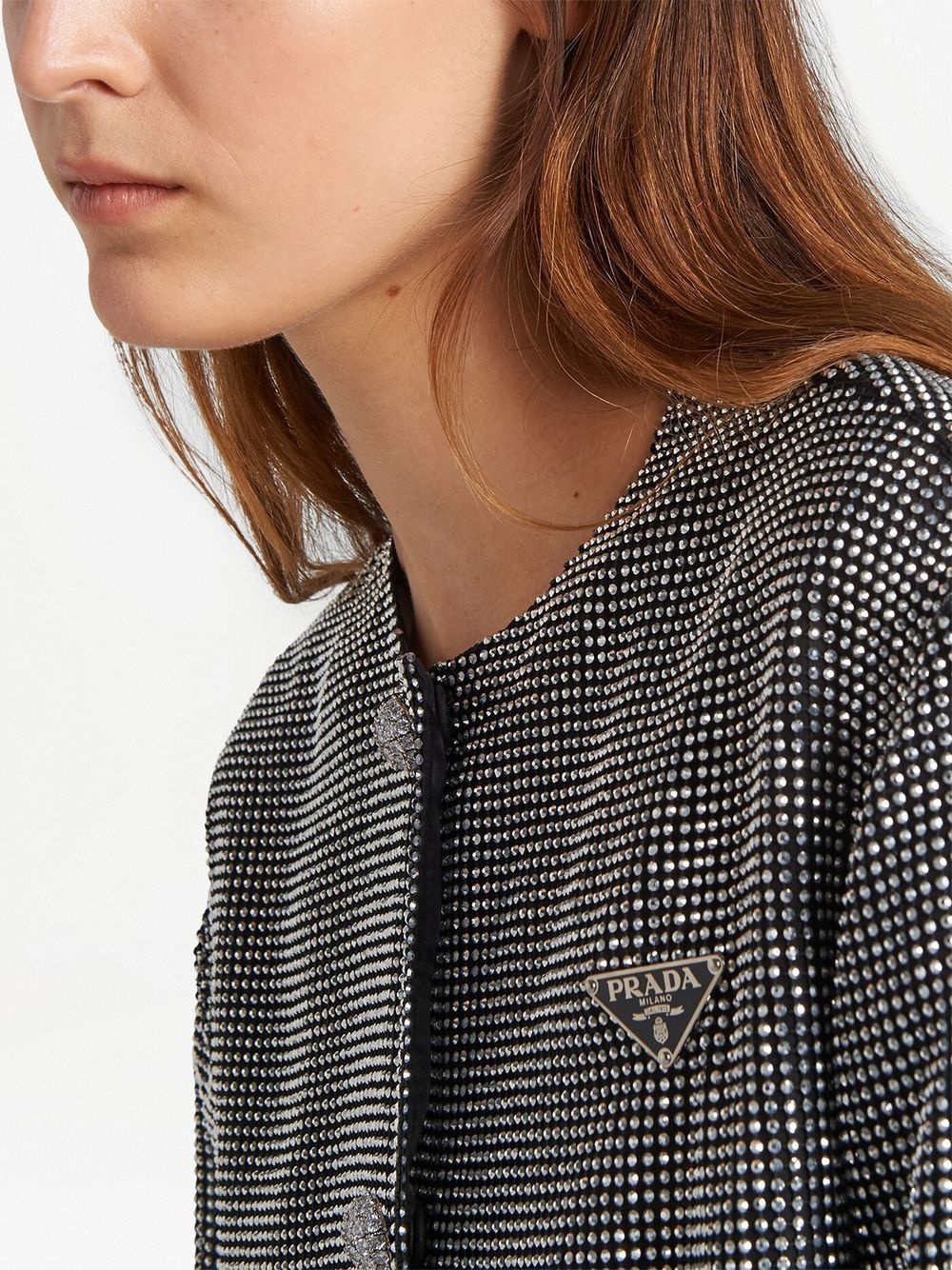 rhinestone-encrusted mesh jacket - 4