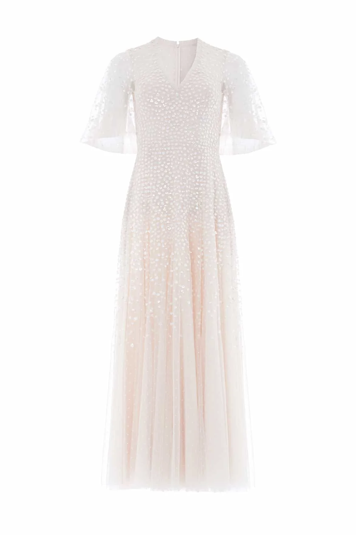 Dappled Sequin Cape Ankle Gown - 1