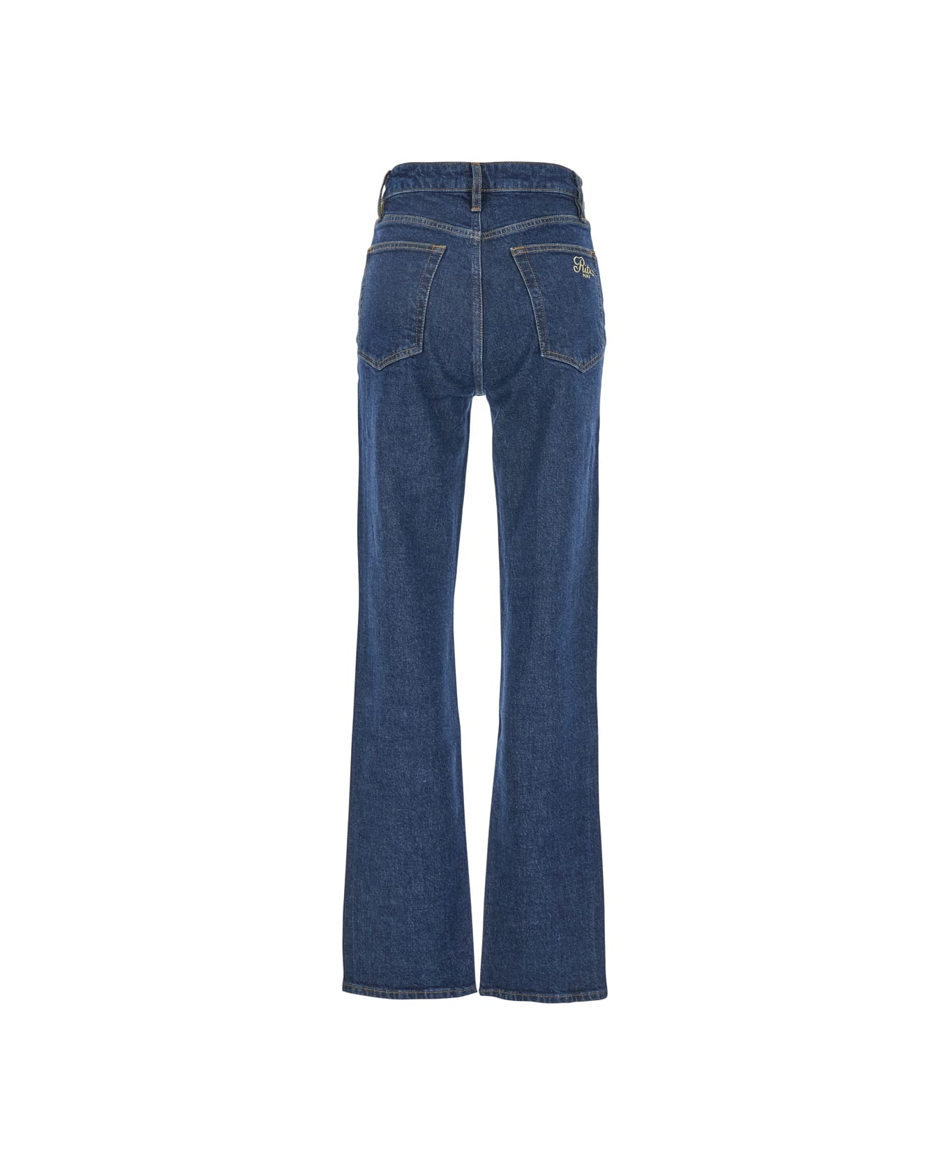 'the Ritz Ruler' Blue Flared Jeans With Logo Plaque On The Waist And Logo Embroidery On The Rear In  - 2