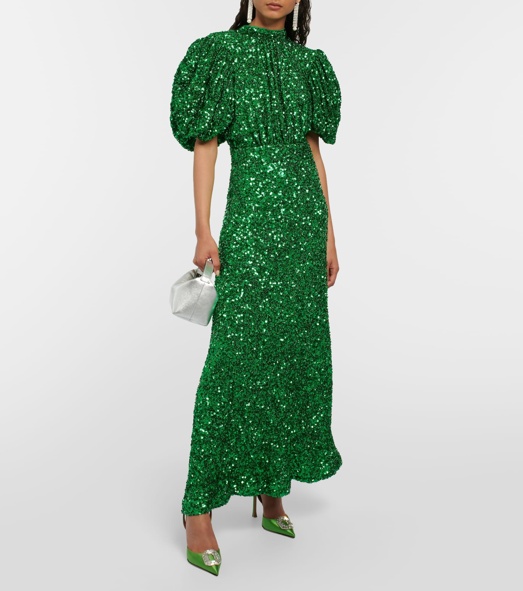 Embellished puff-sleeve maxi dress - 2