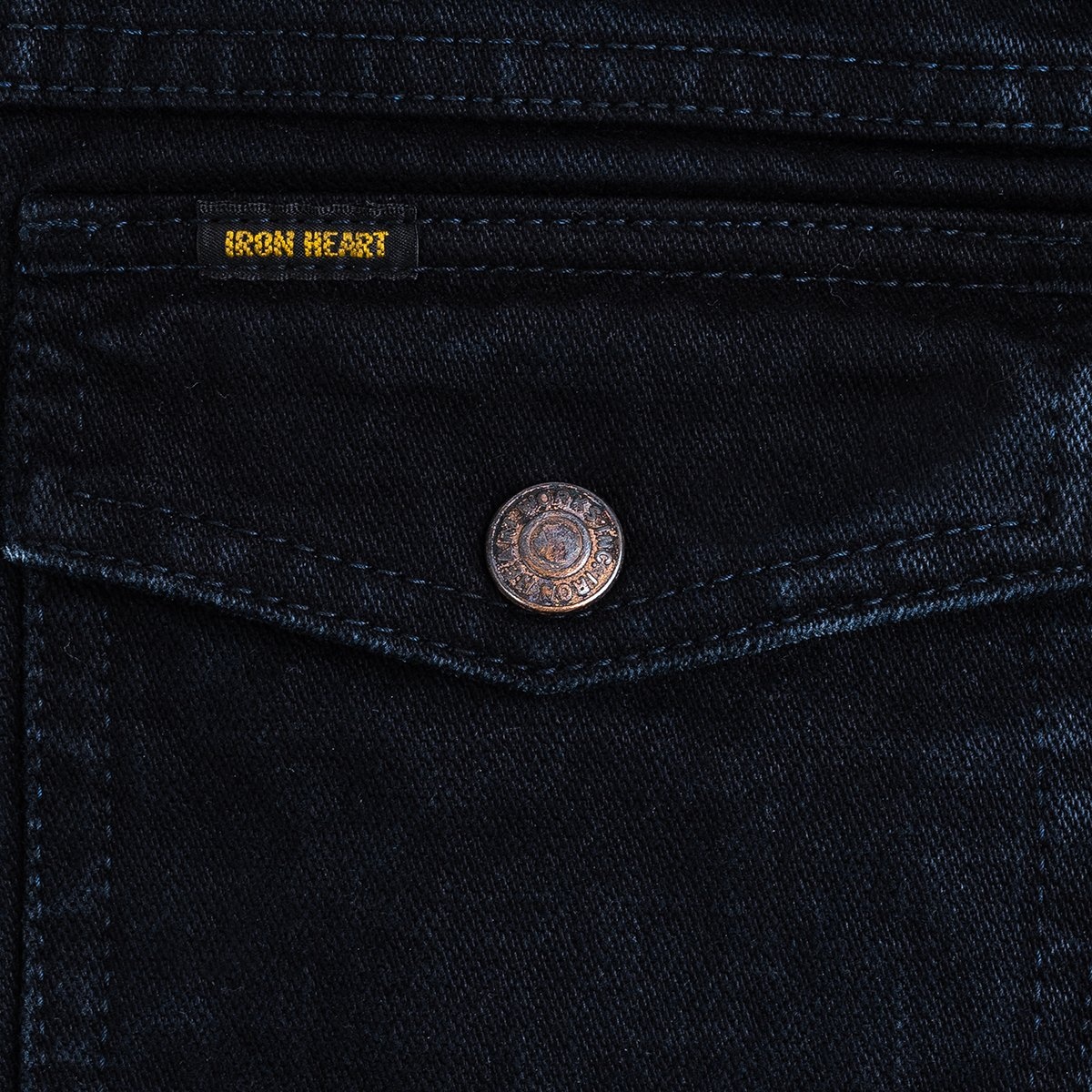 IHJ-123-OD 14oz Broken Twill Selvedge Denim Work Jacket - Indigo Overdyed Black - 9