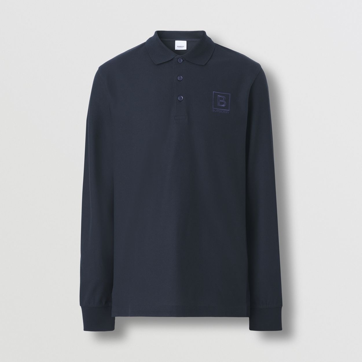 Long-sleeve Letter Graphic Cotton Piqué Polo Shirt - 2