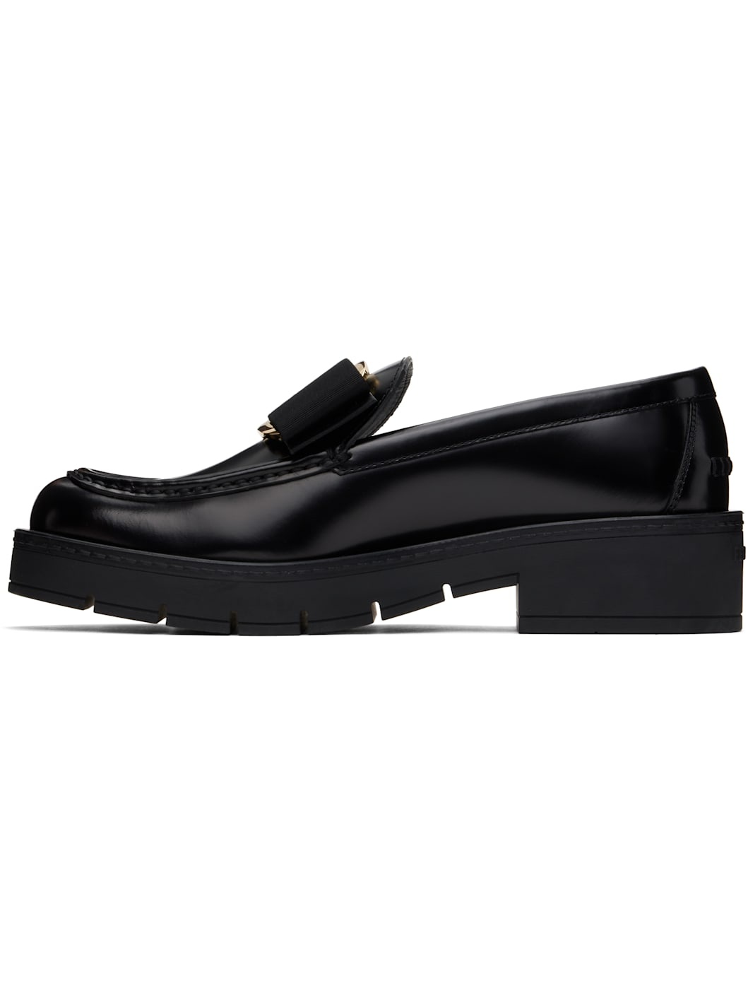 Black Chunky Vara Bow Loafers - 3